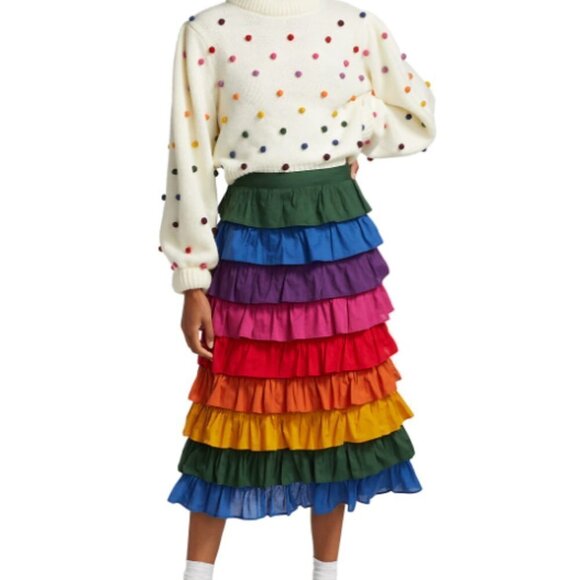 Farm Rio Colorblocked Tiered Midi Skirt - Size XS - Picture 2 of 13